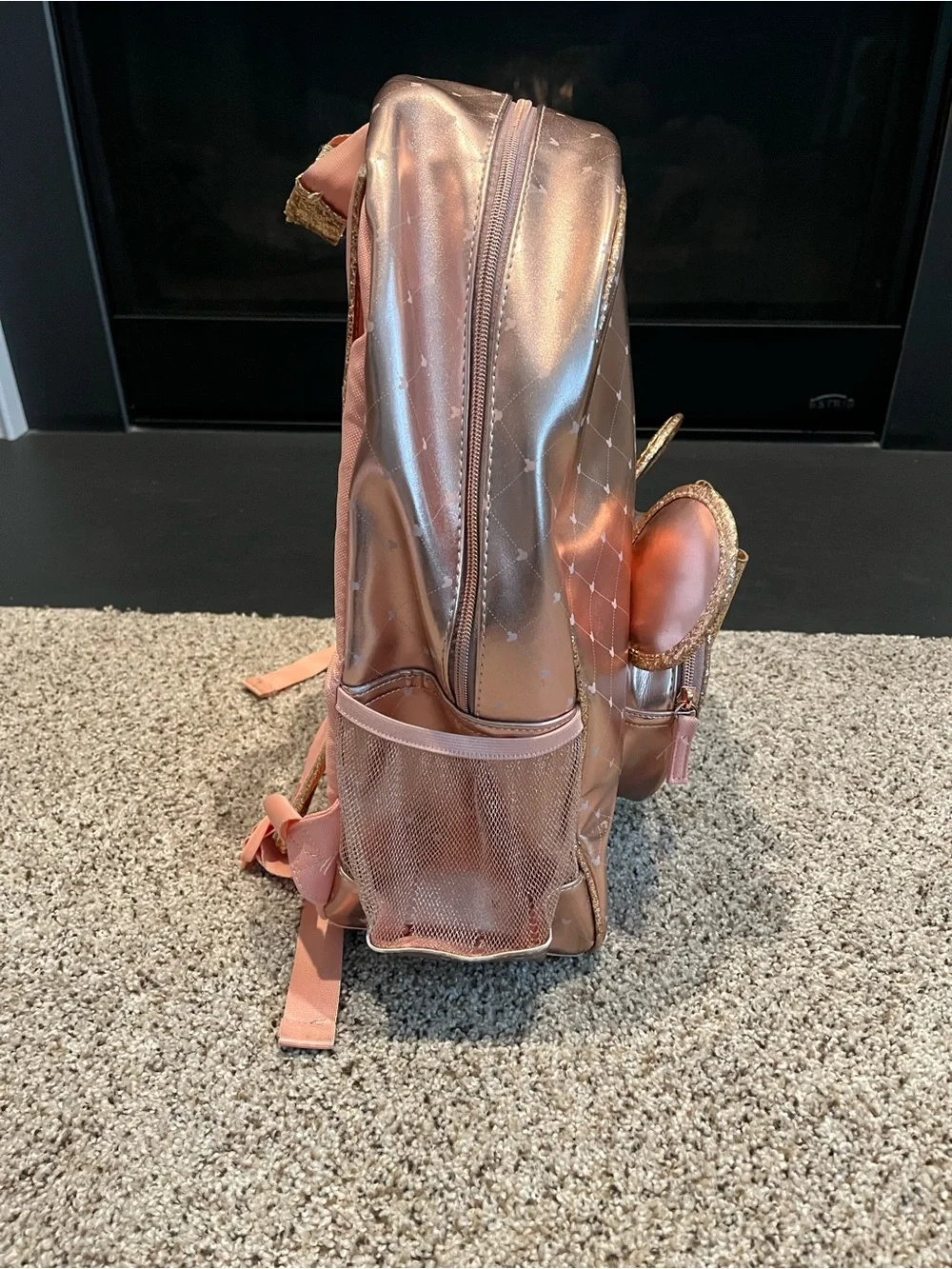 Disney Store Minnie Mouse Metallic Rose Gold Character Backpack